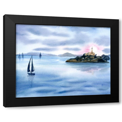 Sailboats Black Modern Wood Framed Art Print by Shefranov, Olga