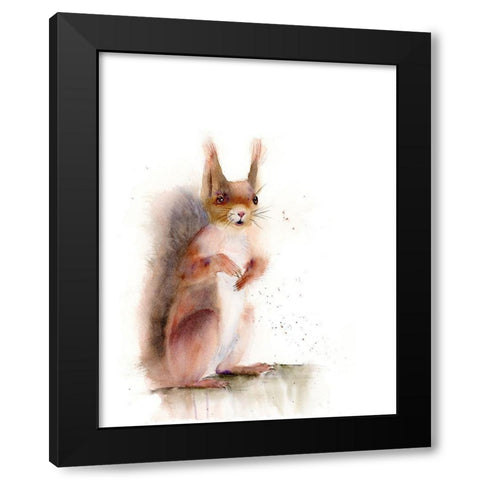 Squirrel Black Modern Wood Framed Art Print by Shefranov, Olga
