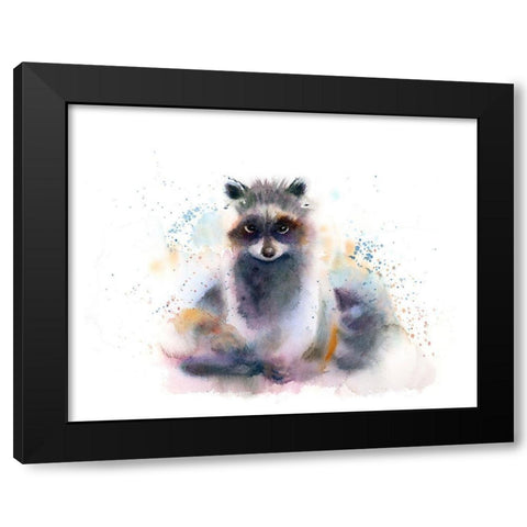 Raccoon Black Modern Wood Framed Art Print by Shefranov, Olga