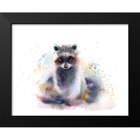 Raccoon Black Modern Wood Framed Art Print by Shefranov, Olga