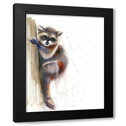 Raccoon II Black Modern Wood Framed Art Print with Double Matting by Shefranov, Olga