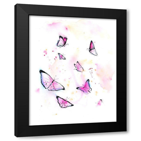 Butterflies I Black Modern Wood Framed Art Print with Double Matting by Shefranov, Olga
