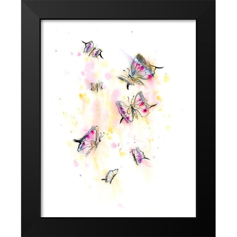 Butterflies II Black Modern Wood Framed Art Print by Shefranov, Olga