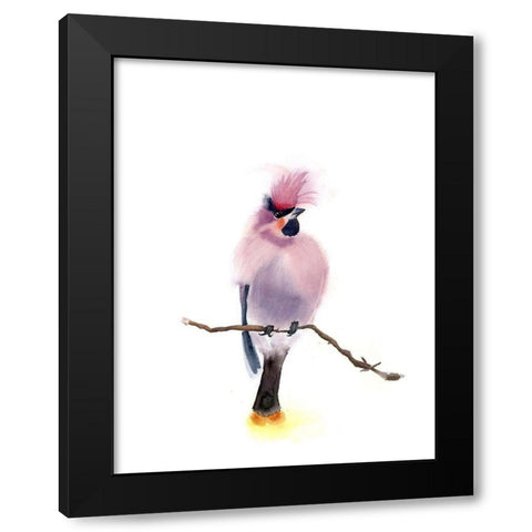 Pink Bird Black Modern Wood Framed Art Print by Shefranov, Olga