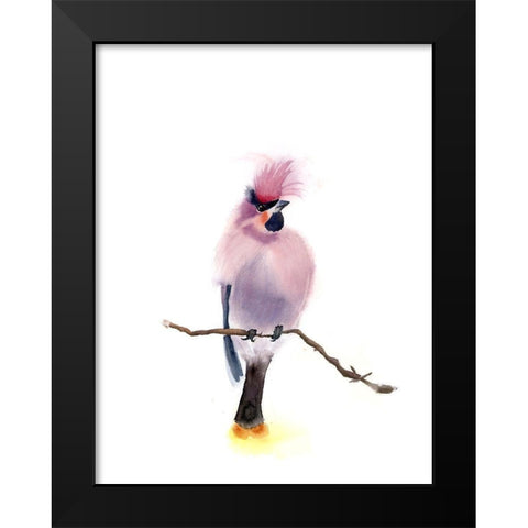 Pink Bird Black Modern Wood Framed Art Print by Shefranov, Olga