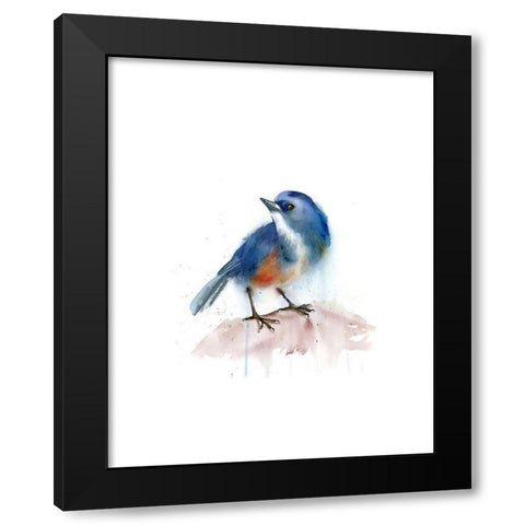 Blue Bird Black Modern Wood Framed Art Print with Double Matting by Shefranov, Olga