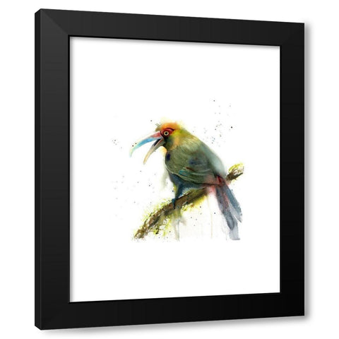Green Bird Black Modern Wood Framed Art Print with Double Matting by Shefranov, Olga