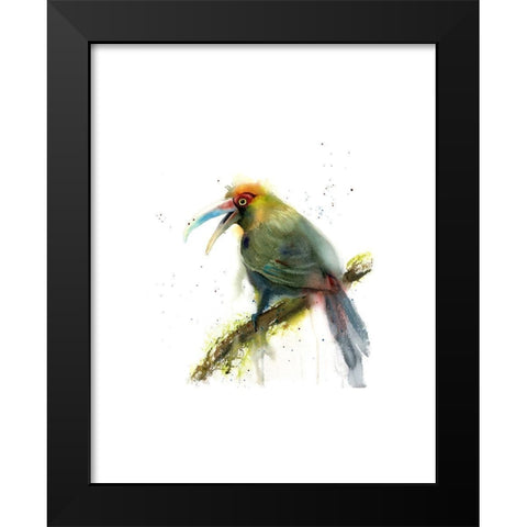 Green Bird Black Modern Wood Framed Art Print by Shefranov, Olga