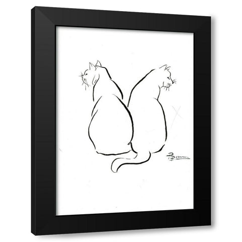 Cat Outlines Black Modern Wood Framed Art Print with Double Matting by Shefranov, Olga