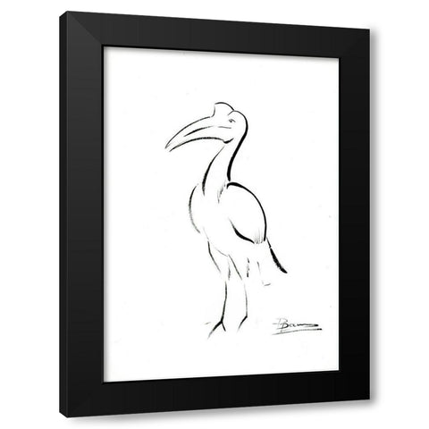 Bird Outline Black Modern Wood Framed Art Print by Shefranov, Olga