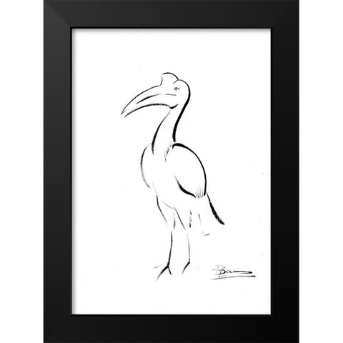 Bird Outline Black Modern Wood Framed Art Print by Shefranov, Olga