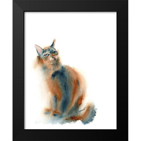 Ginger Cat Black Modern Wood Framed Art Print by Shefranov, Olga