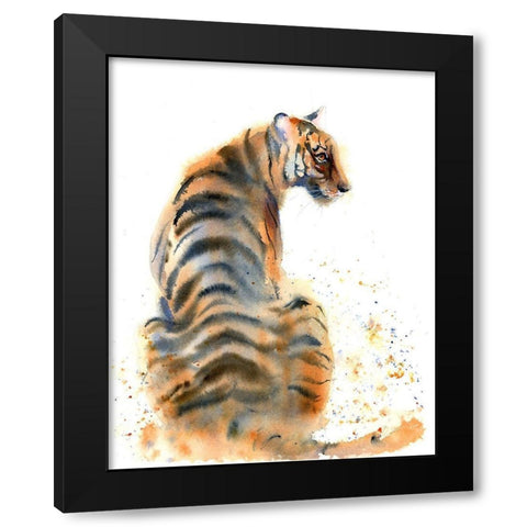 Tiger Tail Black Modern Wood Framed Art Print with Double Matting by Shefranov, Olga