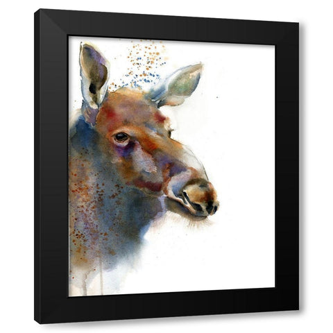 Moose Black Modern Wood Framed Art Print by Shefranov, Olga