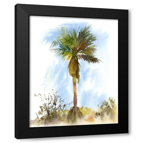 Palm Tree Black Modern Wood Framed Art Print by Shefranov, Olga