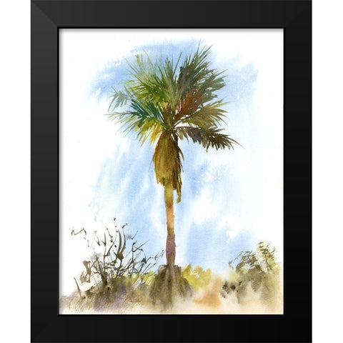 Palm Tree Black Modern Wood Framed Art Print by Shefranov, Olga