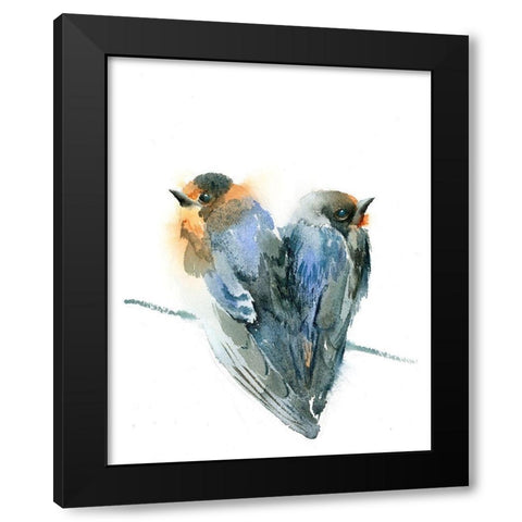 Bird Love Black Modern Wood Framed Art Print by Shefranov, Olga