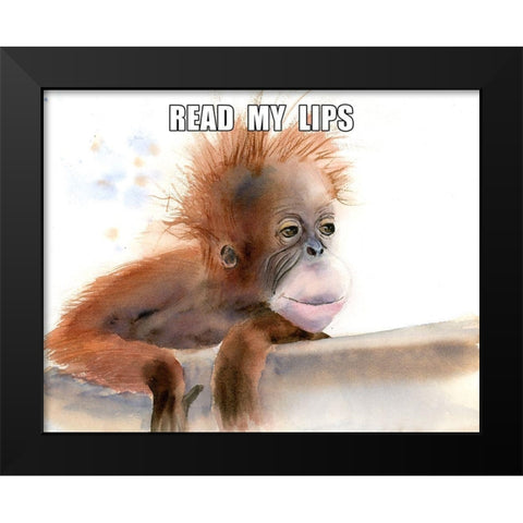 Read My Lips Black Modern Wood Framed Art Print by Shefranov, Olga