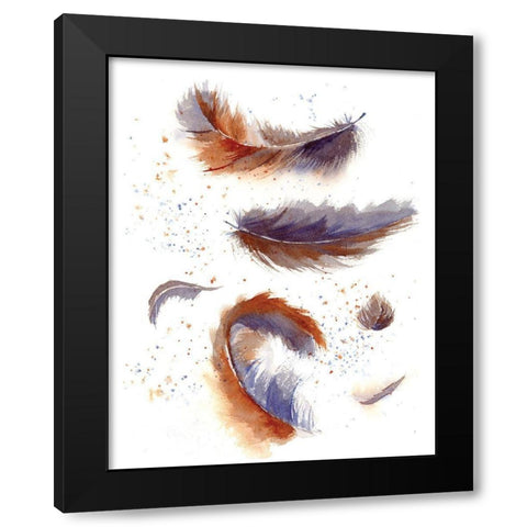 Feather Fiesta Black Modern Wood Framed Art Print by Shefranov, Olga