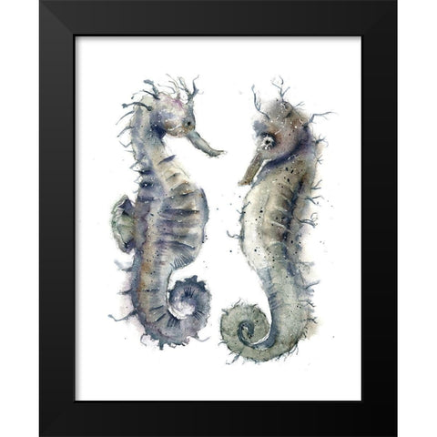 Seahorse Pair Black Modern Wood Framed Art Print by Shefranov, Olga