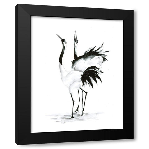 Dancing Bird Pair II Black Modern Wood Framed Art Print by Shefranov, Olga