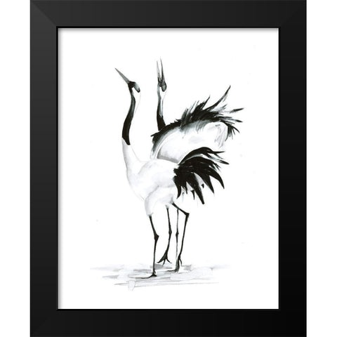 Dancing Bird Pair II Black Modern Wood Framed Art Print by Shefranov, Olga