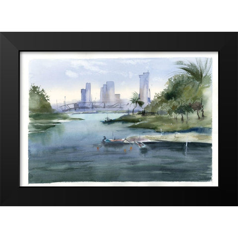 Oasis Black Modern Wood Framed Art Print by Shefranov, Olga