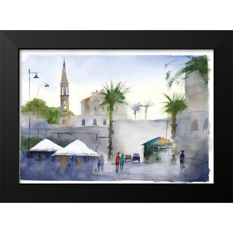 Travel Scape Black Modern Wood Framed Art Print by Shefranov, Olga