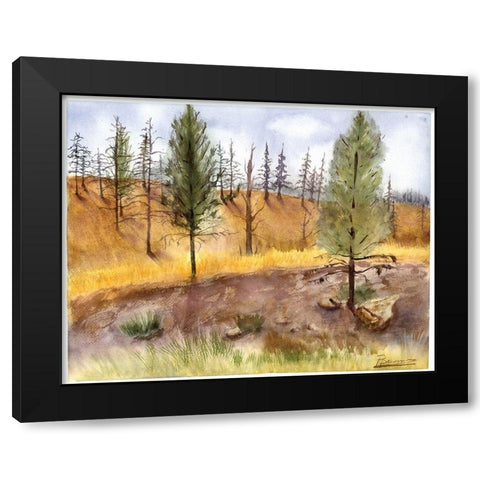 Lodge Landscape Black Modern Wood Framed Art Print by Shefranov, Olga