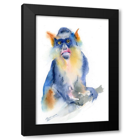 Blue Monkey Black Modern Wood Framed Art Print with Double Matting by Shefranov, Olga