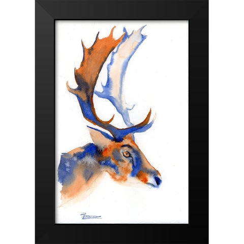 Colorful Caribou Black Modern Wood Framed Art Print by Shefranov, Olga