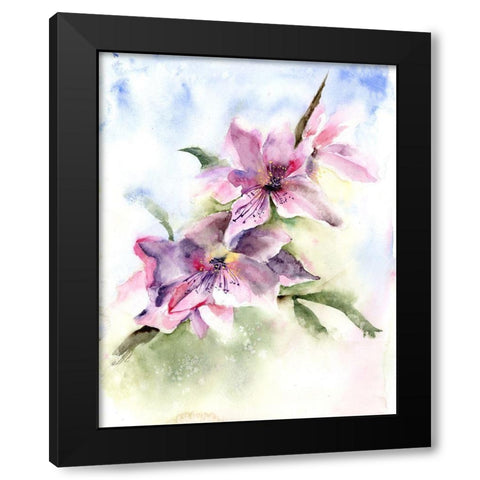 Purple Blossoms Black Modern Wood Framed Art Print with Double Matting by Shefranov, Olga