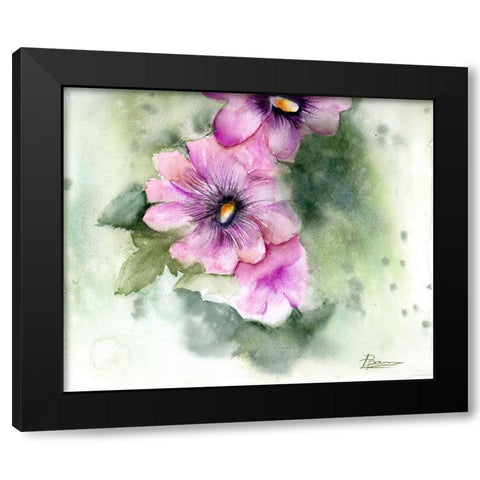 Purple Flowers Black Modern Wood Framed Art Print with Double Matting by Shefranov, Olga