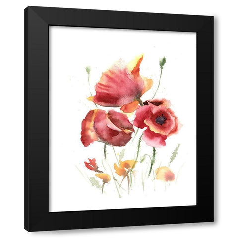 Poppies Black Modern Wood Framed Art Print by Shefranov, Olga