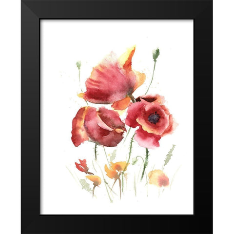 Poppies Black Modern Wood Framed Art Print by Shefranov, Olga