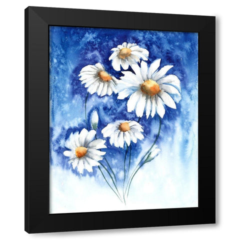 Daisies Black Modern Wood Framed Art Print by Shefranov, Olga