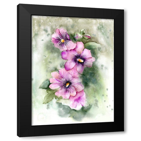 Purple Blossoms Black Modern Wood Framed Art Print by Shefranov, Olga