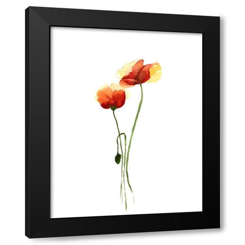Poppy Black Modern Wood Framed Art Print with Double Matting by Shefranov, Olga