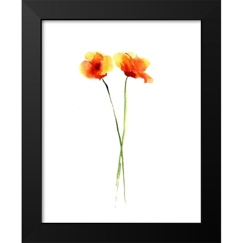 Poppy II Black Modern Wood Framed Art Print by Shefranov, Olga