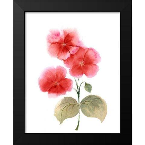 Red Flowers II Black Modern Wood Framed Art Print by Shefranov, Olga