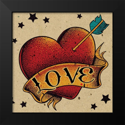 Love Child Black Modern Wood Framed Art Print by BoMo