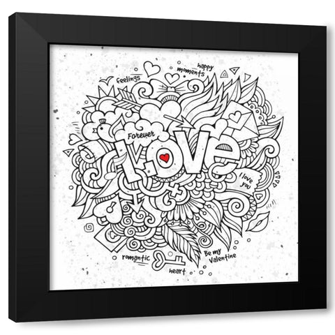 Love Cloud Black Modern Wood Framed Art Print by BoMo