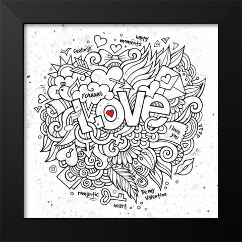 Love Cloud Black Modern Wood Framed Art Print by BoMo