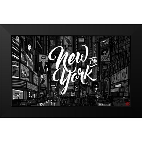 NY3 Black Modern Wood Framed Art Print by BoMo