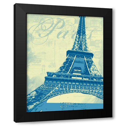Paris Eiffel Tower Black Modern Wood Framed Art Print by P.S. Art Studios