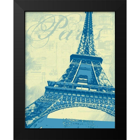 Paris Eiffel Tower Black Modern Wood Framed Art Print by P.S. Art Studios