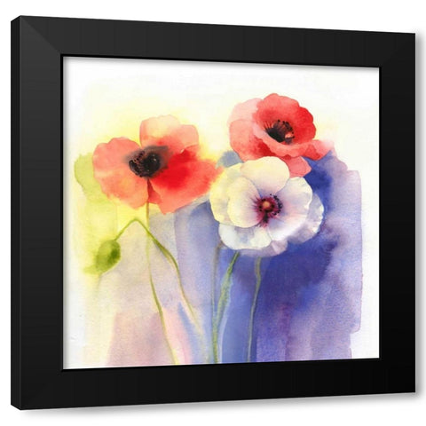 Watercolor Floral Black Modern Wood Framed Art Print by P.S. Art Studios