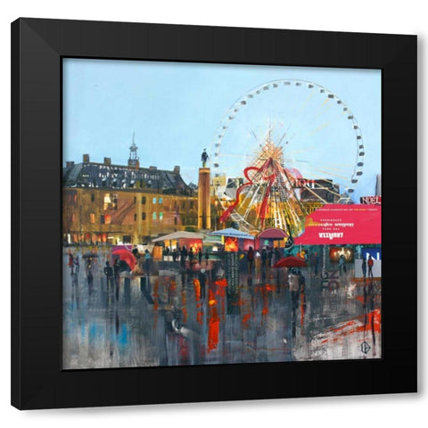 Ferris Wheel Black Modern Wood Framed Art Print by P.S. Art Studios
