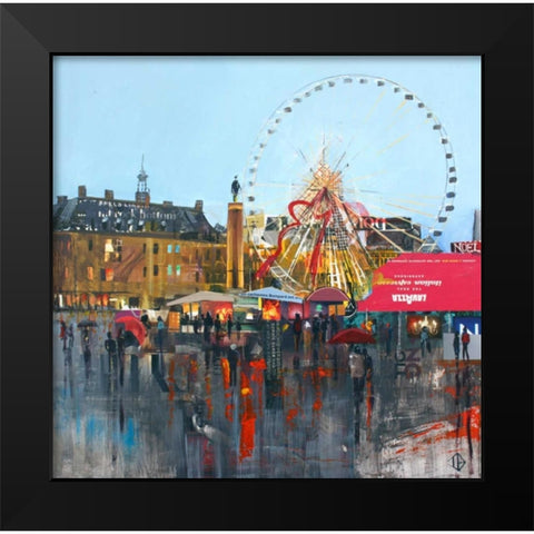 Ferris Wheel Black Modern Wood Framed Art Print by P.S. Art Studios