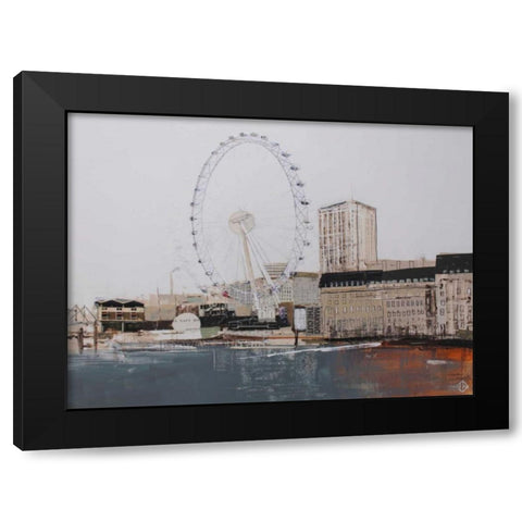 Ferris Wheel Landscape Black Modern Wood Framed Art Print by P.S. Art Studios